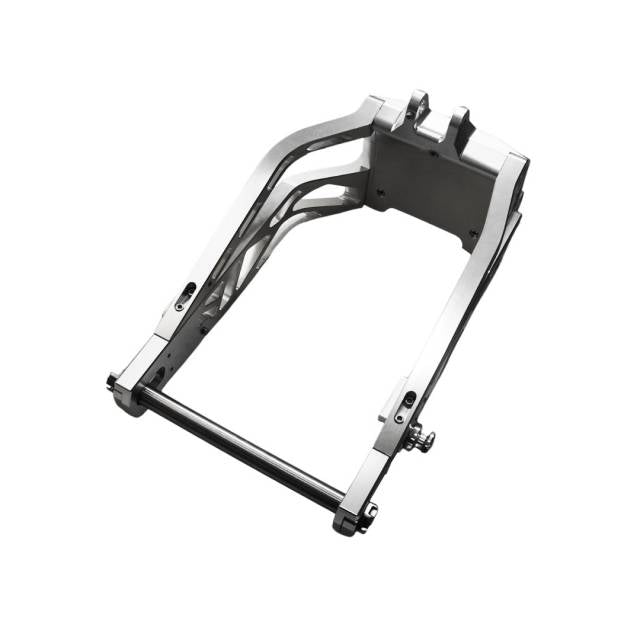 Top-down view of Billet V1 Long Swingarm +3in (Softail 2018+), highlighting robust construction and extended axle support.