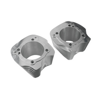 Angled top view of Billet Cylinder Block For Milwaukee 8 (Touring 2018+) showcasing dual cylinder design and machined aluminum surface.